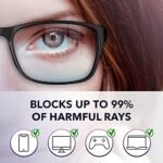 Stylish Blue Light Blocking Glasses for Women or Men – Ease Computer and Digital Eye Strain, Dry Eyes, Headaches and Blurry Vision – Instantly Blocks Glare from Computers and Phone Screens w/Case