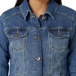 Wrangler Authentics Women’s Stretch Denim Jacket, Blue, Large