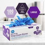 Med PRIDE NitriPride Nitrile-Vinyl Blend Exam Gloves, Large 100 – Powder Free, Latex Free & Rubber Free – Single Use Non-Sterile Protective Gloves for Medical Use, Cooking, Cleaning & More