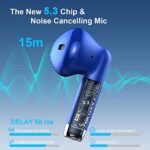 Wireless Earbud, Bluetooth 5.3 Earbud Stereo Bass, Bluetooth Headphones in Ear Noise Cancelling Mic, Earphones I-PX7 Waterproof Sports, 32H Playtime USB C Charging Case Blue Ear Buds for Android iOS