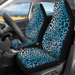 Jiueut Blue Leopard Animal Print Universal Fit Car Seat Covers Full Set Front and Bench Seats Protector Soft and Stretchy,Wild Cheetah