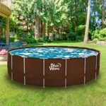 Blue Wave Mocha Wicker 18-ft Round 52-in Deep Frame Swimming Pool Package with Cover