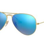 Ray-Ban Women’s RB3025 Classic Aviator Sunglasses, Matte Gold/Grey Mirrored Blue, 55 mm