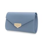 CHARMING TAILOR PU Clutch Purse for Women Evening Bag Chic Clutch Handbag for Special-occasion (Powder Blue)