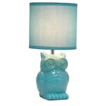 Simple Designs LT1136-TBL 12.8″ Tall Contemporary Ceramic Owl Bedside Table Desk Lamp w Matching Fabric Shade for Decor, Bedroom, Nightstand, Living Room, Entryway, Kids’ Room, Nursery, Tiffany Blue