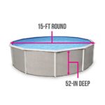 Blue Wave Belize 15-Feet Round 52-Inch Deep 6-Inch Top Rail Metal Wall Swimming Pool Package