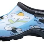 Sloggers Waterproof Garden Shoe for Women – Outdoor Slip On Rain and Garden Clogs with Premium Comfort Insole, (Bee Light Blue), (Size 8)