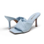 DREAM PAIRS Women’s High Stilettos Heels Mules Open Square Toe Slip On Comfort Sexy Dress Pumps Sandals Evening Party Prom Dance Shoes Baby Blue Size 8 SDHS2211W