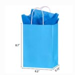 SUNCOLOR 24 Pack Small Blue Party Favor Bags Goodie Bags for Birthday Party Gift Bags With Handle and Tissue Paper (Blue)