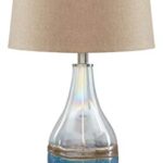 Signature Design by Ashley Johanna Beach Inspired Glass Table Lamps, 2 Count , Clear & Blue