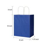 Oikss 50 Pack 8×4.75×10 inch Medium Paper Bags with Handles Bulk, Kraft Bags Birthday Wedding Party Favors Grocery Retail Shopping Takeouts Business Goody Craft Gift Bags (Royal Blue 50PCS Count)