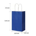 Oikss 50 Pack 5.25×3.25×8.25 inch Small Paper Bags with Handles Bulk, Kraft Bags Birthday Wedding Party Favors Grocery Retail Shopping Business Goody Craft Gift Bags Cub Sacks (Royal Blue 50PCS Count)