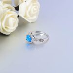 CiNily Blue Fire Opal Rings Amethyst Women Jewelry Gemstone Silver Plated Ring Size 7