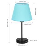 JS NOVA JUNS Set of 2 Table Lamps with USB Ports, Bedside Nightstand Lamps with Blue Fabric Shade for Bedroom Living Room Study Room Office Dorm