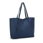 Nodykka Women Tote Bags Top Handle Satchel Handbags PU Pebbled Leather Tassel Shoulder Purse,One Size,Dark Blue