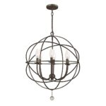 Crystorama Solaris 6 Light Bronze Sphere Chandelier – Ceiling Light Fixture – Chandeliers for Hallway, Living Room, Foyer, Farmhouse – Indoor Modern Chandelier and Flush Mount Light Fixture