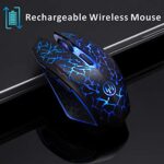 TENMOS K6 Wireless Gaming Mouse, Rechargeable Silent LED Optical Computer Mice with USB Receiver, 3 Adjustable DPI Level and 6 Buttons, Auto Sleeping Compatible Laptop/PC/Notebook (Blue Light)