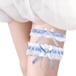 Fitiefun Garters for Bride,Blue Lace Garter Belt Set,Blue Garters for Bride,Wedding Garter for Bride,Something Blue for Bride on Wedding,Bridal Wedding Garter Belt Gift Set for Bride(Blue 2pcs)