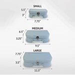 Wald Imports – Set of 3 Paperboard Suitcases -Decorative Storage Boxes – Suitcase Set for Decoration, Storage, and More (Baby Blue)