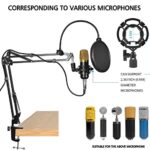 Microphone Stand for Blue Yeti, Heavy Duty Boom Arm Scissor Mic Stand with Windscreen and Double layered screen Pop Filter, Broadcasting and Recording.Game