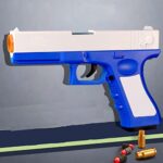 Toy Gun with Soft Bullets, Shell Ejecting Foam Bullet Blaster Toy Pistol Model, Non-Aggressive Shooting Game Educational Toys Gifts for Kids Boys Girls Adults Ages 14+ (Blue)