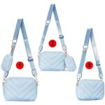 Herald Chevron Quilted Small Crossbody Bag with Coin Purse Pouch Women Square Snapshot Camera Side Shoulder 2 Size Handbag (Light Blue)