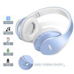 TUINYO Wireless Headphones Over Ear, Bluetooth Headphones with Microphone, Foldable Stereo Wireless Headset-Light Blue