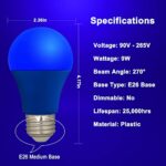 LED Blue Color Light Bulb – A19 E26 Base Blue Bulbs 9W (60W Equivalent), Blue Lightbulbs Perfect For Outdoor Porch, Christmas Decoration, Party Decoration, Holiday Lighting, Halloween Decor, 4 Pack