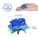 Kesoto 50pcs Royal Blue Roses Artificial Flowers Bulk, 1.6″ Small Silk Fake Roses Flower Heads for Decoration, Crafts, Wedding Centerpieces Bridal Shower Party Home Decor