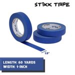 3pk 1″ x 60yd STIKK Blue Painters Tape 14 Day Clean Release Trim Edge Finishing Tape (.94 in 24MM) (3 Pack)