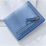 AnnabelZ Women Wallets Small Bifold Leather Pocket Wallet Ladies Mini Short Purse (Blue)