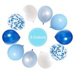 Royal Blue Confetti Latex Balloons, 50pcs 12 inch Light Blue Baby Blue and White Party Balloons for Birthday Wedding Party Decoration