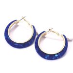 XOCARTIGE Acrylic Hoop Earrings for Women Tortoise Resin Earrings Bohemia Statement Dangle Earring Studs for Girls (Navy Blue)