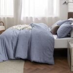 Bedsure Queen Comforter Set – Blue Comforter Queen Size, Soft Bedding for All Seasons, Cationic Dyed Bedding Set, 3 Pieces, 1 Comforter (88″x88″) and 2 Pillow Shams (20″x26″+2″)