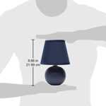 Simple Designs LT2008-BLU Mini Ceramic Globe Table Lamp with Matching Fabric Shade, Blue
