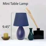 Simple Designs LT2009-BLU-2PK Mini Egg Oval Ceramic Table Desk Lamp 2 Pack Set, Blue