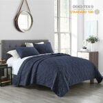 HORIMOTE HOME Quilt Set King Size Navy Blue, Classic Geometric Diamond Stitched Pattern, Ultra Soft Lightweight Quilted Bedspread Coverlet for All Season