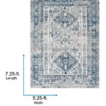 Artistic Weavers Desta Vintage Oriental Area Rug, 5’3″ x 7’3″, Blue/White