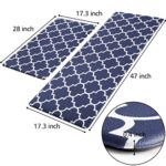 KMAT Kitchen Mat [2 PCS] Cushioned Anti-Fatigue Waterproof Non-Slip Heavy Duty PVC Ergonomic Comfort Foam Area Rug Sets for Floor Home, Office, Sink,Blue