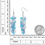 Gem Stone King 2 Inch Ocean Blue Cluster Faceted Crystal Dangle Hook Earrings For Women 2 Inch