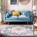 SAFAVIEH Madison Collection Area Rug – 8′ x 10′, Blue & Light Blue, Boho Chic Medallion Distressed Design, Non-Shedding & Easy Care, Ideal for High Traffic Areas in Living Room, Bedroom (MAD473M)