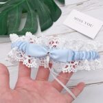 Wedding Bridal Legs Garter Bridal Garters Lace Belt with Rinestone Crystal (Rinestone Light Blue)