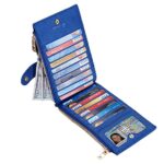 Travelambo Womens Wallet RFID Blocking Bifold Multi Card Case Wallet with Zipper Pocket Crosshatch (Blue Deep 6097)