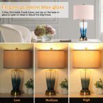 Dott Arts Table Lamps for Bedrooms Set of 2?3-Way Dimmable Modern Glass Bedside Lamps with USB Ports?Touch Nightstand Lamps with blue glass?table lamp for Bedroom Living Room Office ?2 Bulbs Included?