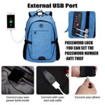 SHRRADOO Anti Theft Laptop Backpack Travel Backpacks Bookbag with usb Charging Port for Women Men College Backpack Computer Bag Fits 17 Inch Laptop, Sky Blue