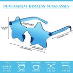 CHENGU 2 Pcs Star Shape Rimless Sunglasses Transparent Candy Color Sunglasses Party Favor for Girls Boys Women (Blue)