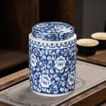 Antique Style Blue and White Porcelain Flowers Ceramic Covered Jar Vase, China Ming Style, Jingdezhen Chinese Design