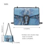 DEEPMEOW Crossbody Shoulder Evening Bag for Women – Snake Printed Leather Messenger Bag Chain Strap Clutch Small Square Satchel Purse (B-Blue)