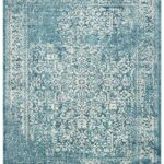 SAFAVIEH Evoke Collection Area Rug – 8′ x 10′, Blue & Ivory, Oriental Distressed Design, Non-Shedding & Easy Care, Ideal for High Traffic Areas in Living Room, Bedroom (EVK256C)