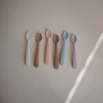 mushie Silicone Baby Feeding Spoons | 2 Pack (Powder Blue)